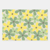 緑の黄色いレトロY2K 70s花柄 ラッピングペーパーシート (正面2)