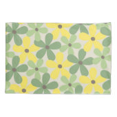 緑の黄色いレトロY2K 70s花柄 枕カバー (裏面)