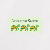 緑の黄色い亀の子の名前ラベル ラベル (デザイン2)