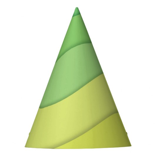 緑の黄色い波3dペーパーカットデザイン パーティーハット (正面)