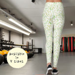緑の黄色い自然シダの葉のパターン白 レギンス<br><div class="desc">この自然スタイルデザインは、シダの葉のパターンの背景を特徴とする。</div>