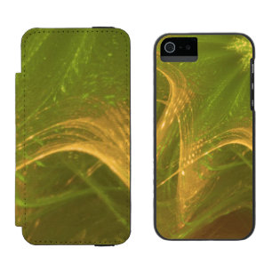 緑の黄色く非対称的なフラクタル iPhone SE/5/5sウォレットケース