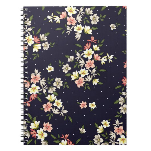緑の黄色と茶色の小さな花 ノートブック (正面)