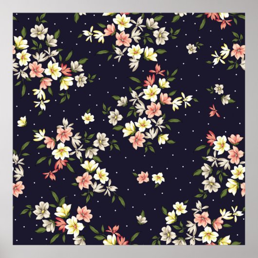 緑の黄色と茶色の小さな花 ポスター (正面)