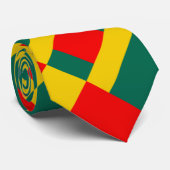 緑の黄色と赤の色のブロックプリント ネクタイ (ロール)