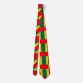 緑の黄色と赤の色のブロックプリント ネクタイ (裏面)
