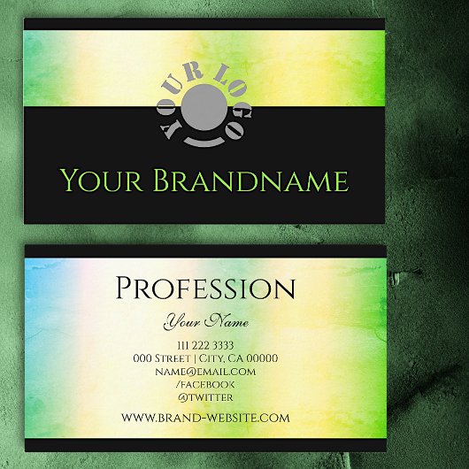 緑の黄色のグラデグラデーションィエントシメリー赤面ブラック 名刺