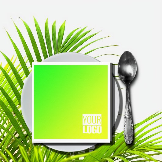 緑の黄色のグラデーションの追加ロゴ スタンダードカクテルナプキン
