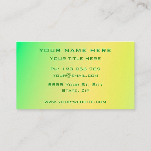 緑の黄色のグラデーションモダンカラー – 新鮮天然 名刺 (裏面)