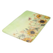 緑の黄色のグラデーション水彩背景ひまわり バスマット (アングル)