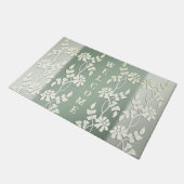 緑の黄色のフローラ形式 ドアマット (アングル)