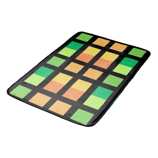 緑の黄色のミニマル正方形 バスマット (アングル)
