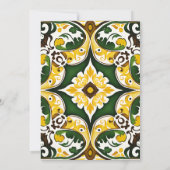 緑の黄色のヴィンテージタラベラ結婚タイル 招待状 (裏面)
