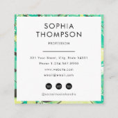緑の黄色の大理石抽象芸術QRコードソーシャルメディア スクエア名刺 (裏面)