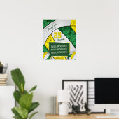 緑の黄色の女の子バレーボールチームの写真 ポスター (ホームオフィス)