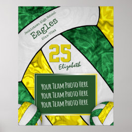 緑の黄色の女の子バレーボールチームの写真 ポスター