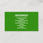 緑の黄色の気に芝生、草刈りと造園 名刺 (裏面)