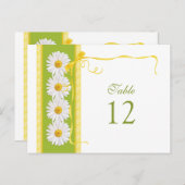 緑の黄色の白いデイジー結婚のテーブル番号カード ポストカード (正面/裏面)