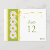 緑の黄色の白いデイジー結婚のテーブル番号カード ポストカード (裏面)