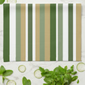 緑の黄色の白ストライプ色 キッチンタオル (折り畳み)
