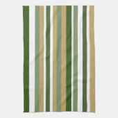 緑の黄色の白ストライプ色 キッチンタオル (縦)