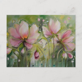 緑の黄色の背景にユリ シーズンポストカード