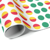 緑の黄色の赤いドットの円 ラッピングペーパー (ロールコーナー)