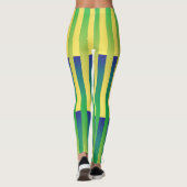 緑の黄色の青のパタストライプのーン レギンス (裏面)