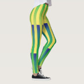 緑の黄色の青のパタストライプのーン レギンス (右)