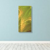 緑の黄色の非対称フラクタル キャンバスプリント (インサイチュ (ウッドフロア))