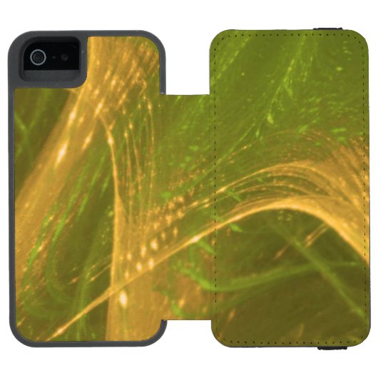 緑の黄色の非対称フラクタル INCIPIO iPhoneウォレットケース (フォリオオープン)