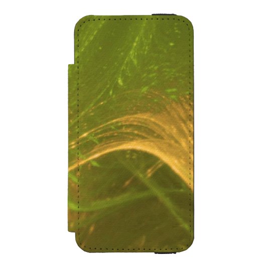 緑の黄色の非対称フラクタル INCIPIO iPhoneウォレットケース (フォリオ 正面)
