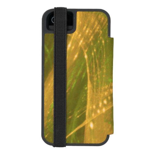 緑の黄色の非対称フラクタル INCIPIO iPhoneウォレットケース (フォリオ裏面)