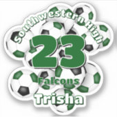 緑の黒いサッカーチームが女の子をカラー シール (正面)