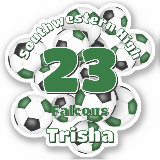 緑の黒いサッカーチームが女の子をカラー シール (正面)