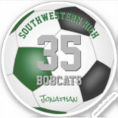 緑の黒いサッカーチームが男の子をカラー シール (正面)