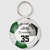 緑の黒いサッカーチームの女の子の男の子スポーツギフト キーホルダー (正面)