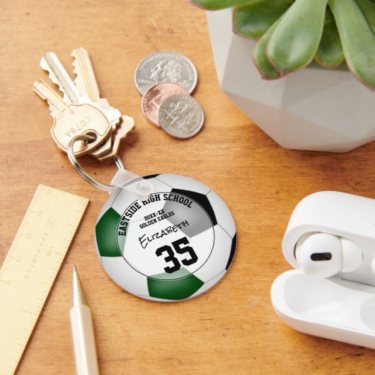 緑の黒いサッカーチームの女の子の男の子スポーツギフト キーホルダー (デスク)