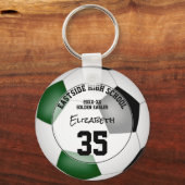 緑の黒いサッカーチームの女の子の男の子スポーツギフト キーホルダー (正面)