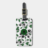緑の黒いチームカラーのサッカーボール ラゲッジタグ (正面縦)