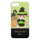 緑の黒いドレスを着た小さなハロウィーンの魔女 Case-Mate iPhoneケース (裏面)