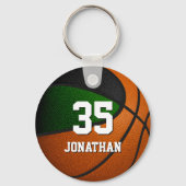 緑の黒いバスケットチームは男の子を色男 キーホルダー (正面)