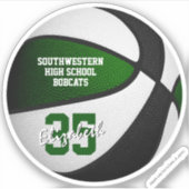 緑の黒いバスケットボールチームは女の子の男の子をカラー シール (正面)