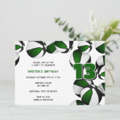 緑の黒いバスケット女の子の男の子の誕生日パーティー 招待状 (スタンド正面)