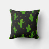 緑の黒いマンガサボテンの植パターン（の模様が）ある物 クッション (裏面)