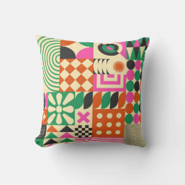 緑の黒いヴィンテージ抽象芸術幾何学的パターン クッション