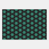 緑の黒い抽象芸術モダン幾何学的パターン ラッピングペーパーシート (正面3)