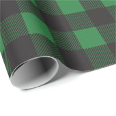 緑の黒い水牛の格子柄 ラッピングペーパー (ロールコーナー)