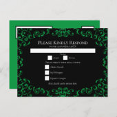 緑の黒い渦巻結婚き シーズンポストカード (正面/裏面)