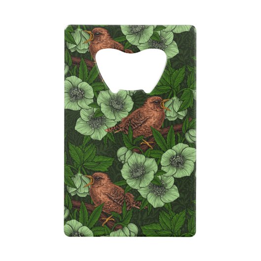 緑の黒い緑の上にウォレンとヘレボア クレジットカード栓抜き (正面)